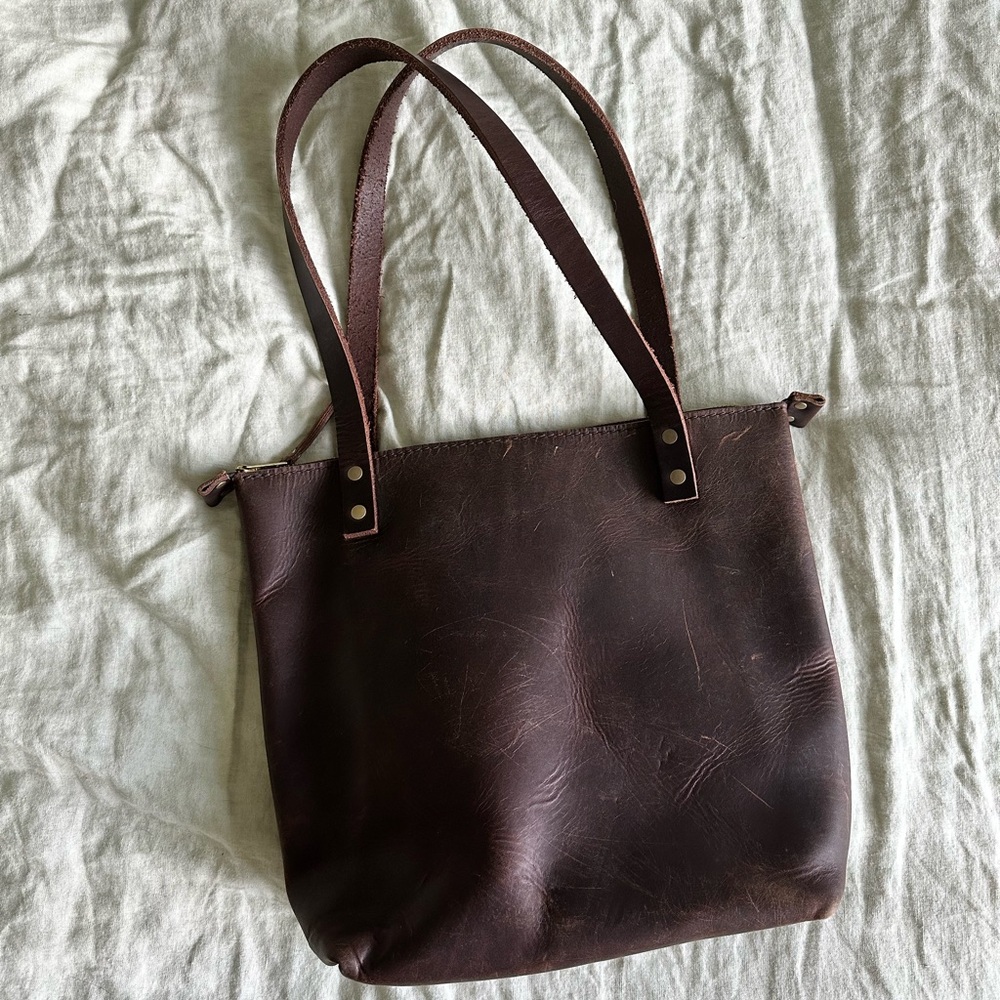 Handmade leather zip top tote PORTLAND LEATHER GOODS